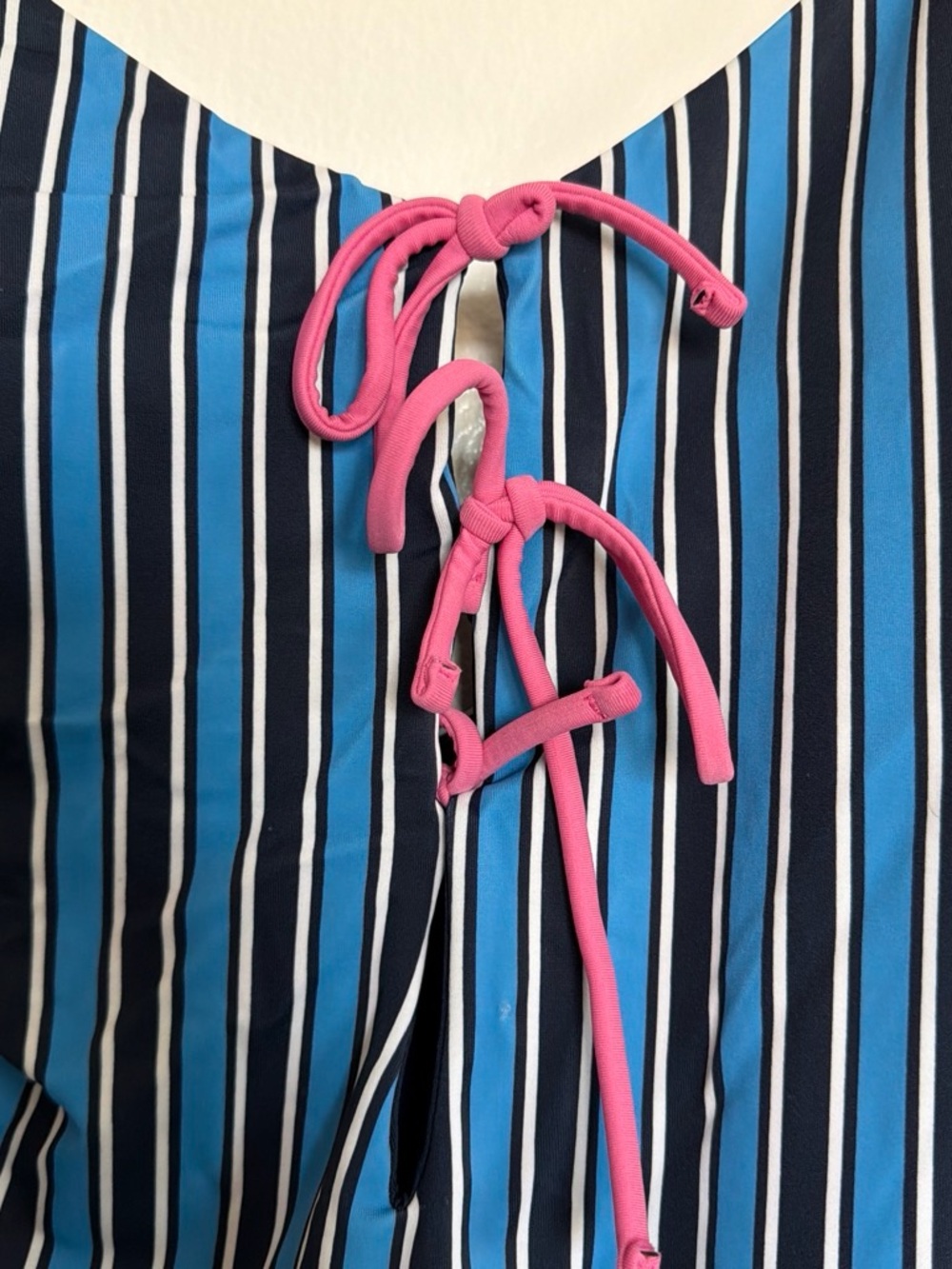 Victoria's Secret Navy and Blue Striped One-Piece with Pink Tie - Picture 2 of 3